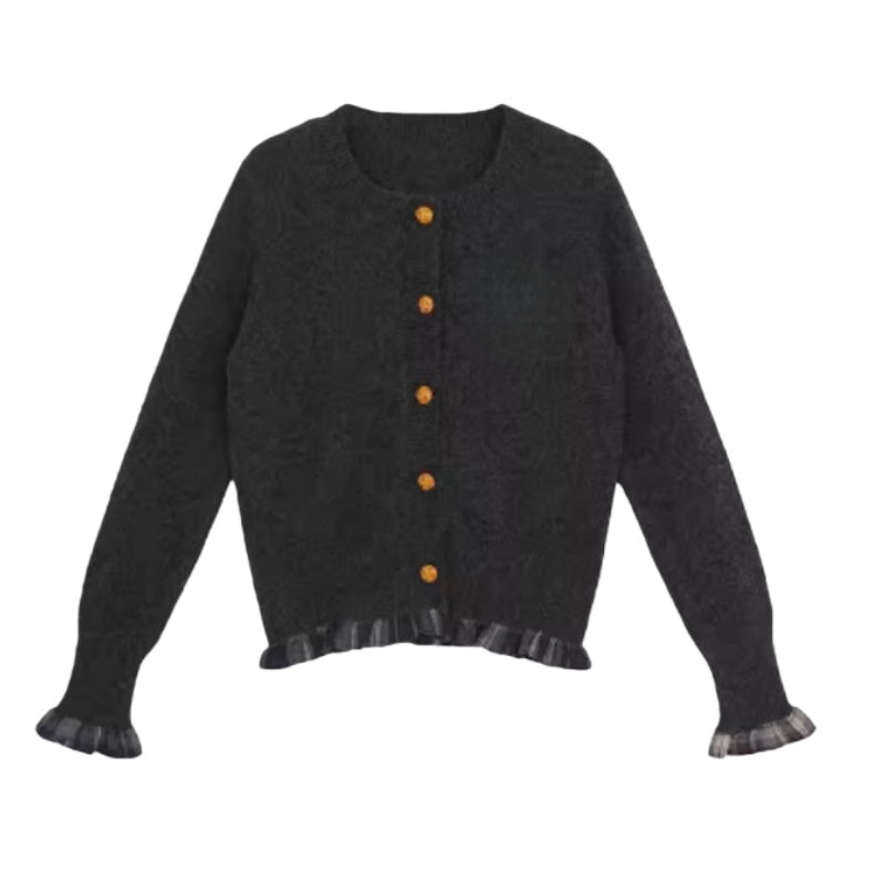 Gray Faux Two-Piece Cardigan Sweater