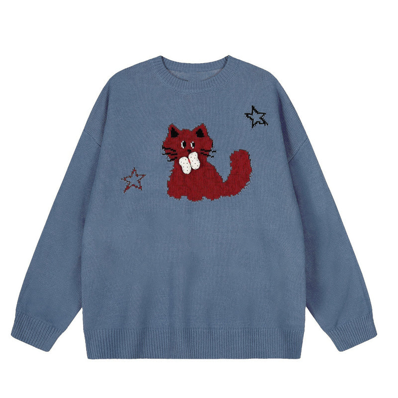 Green Vintage Kitten Sweater with Bow Detail